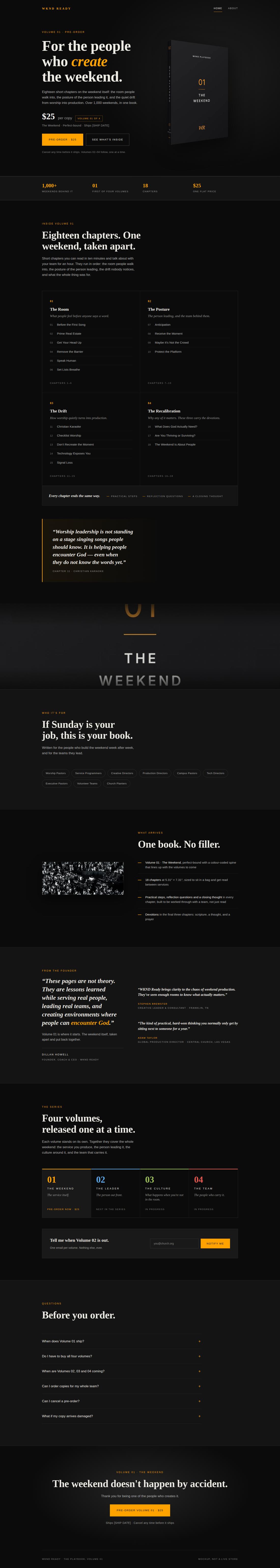 The wkndready.com site scrolling from top to bottom